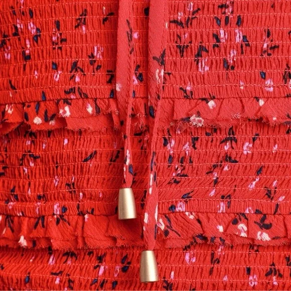 Free People Lolita Peasant Top Womens Red Boho Floral - Picture 5 of 8